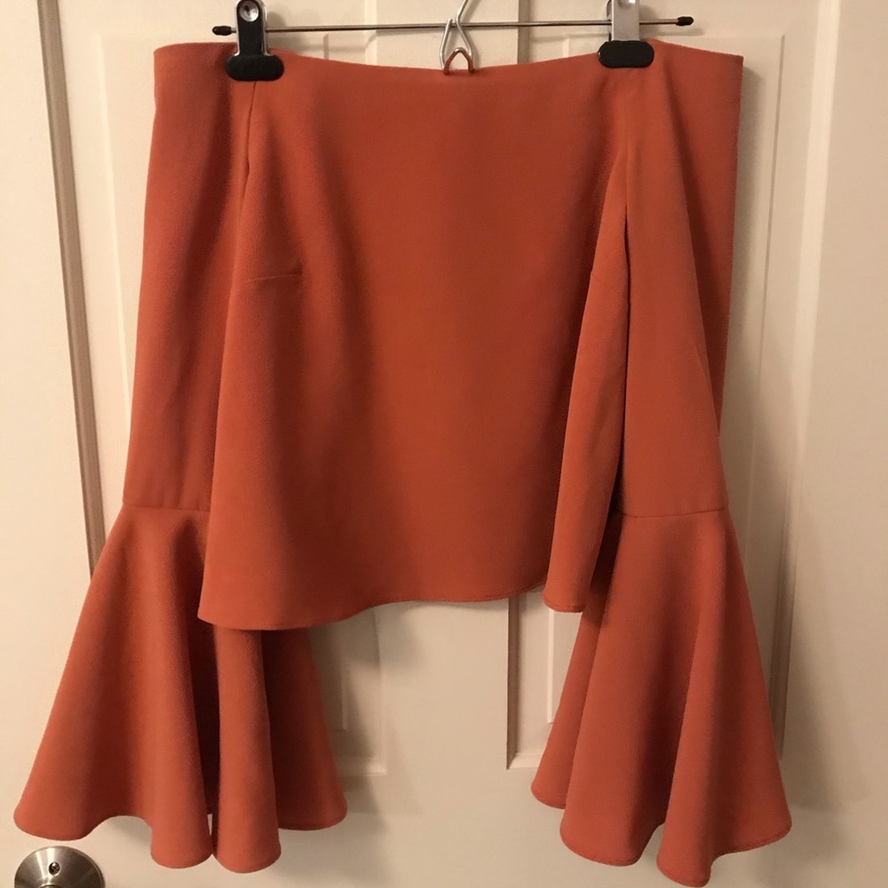 Off shoulder butterfly sleeve orange top